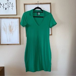 Collared ribbed dress.